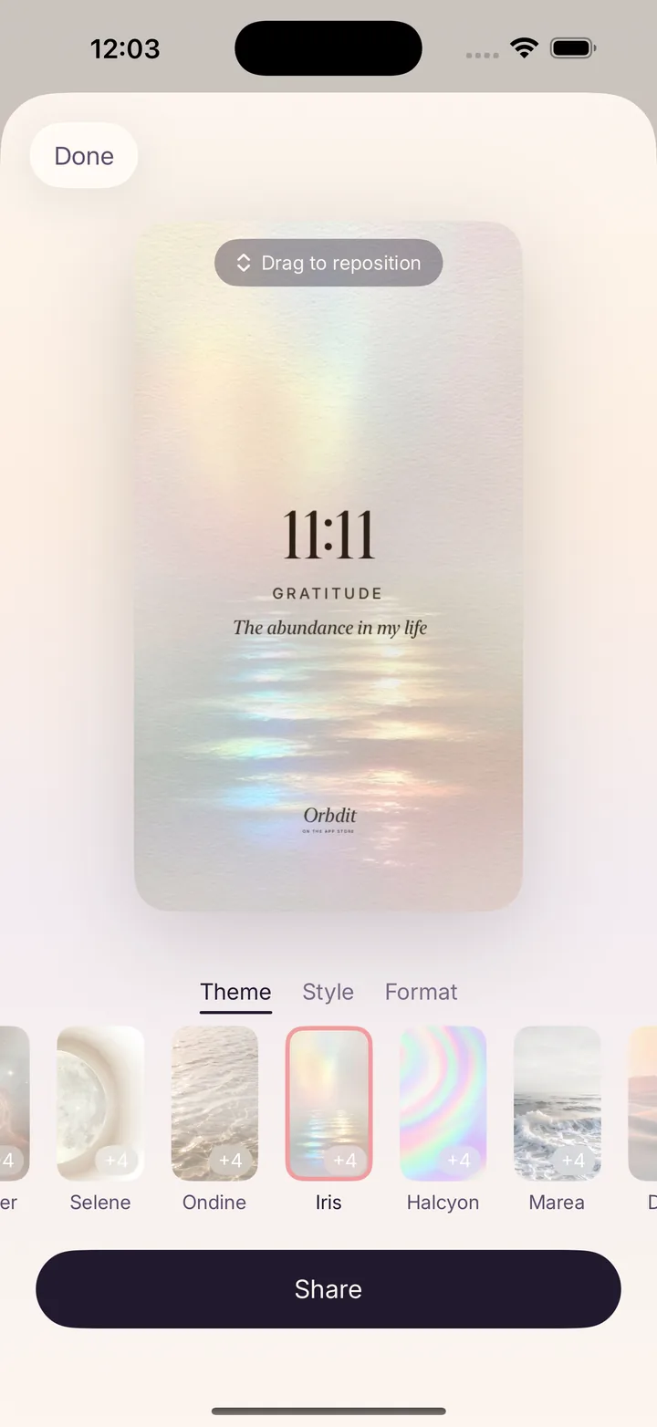 Orbdit screenshot: Wish Card, alternate backdrop